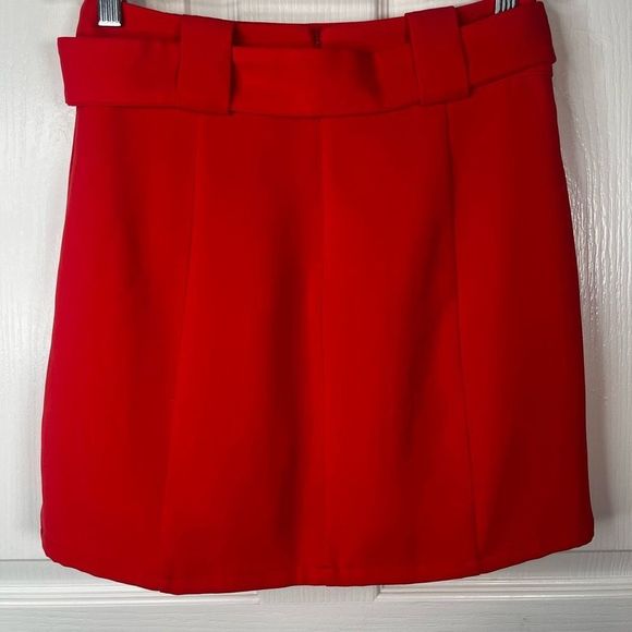 Lovers + Friends Sz S Mini Skirt Belted Dark Coral - Picture 5 of 8